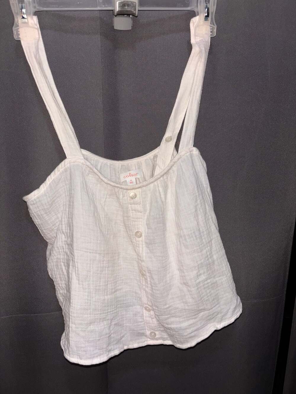 Colsie Women's White Gauze Button Front Tank Top Size M